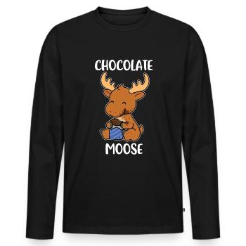 Chocolate Moose Moose Gift - Men's Premium Organic Long Sleeve Shirt - black - Front - Nico (187cm)