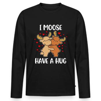 I Moose Have A Hug Moose Gift - Men's Premium Organic Long Sleeve Shirt - black - Front - Nico (187cm)