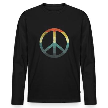 Rétro Vintage Design Signe de Paix Signe de Paix - T-shirt manches longues Premium bio Homme - noir - Devant - Nico (187cm)