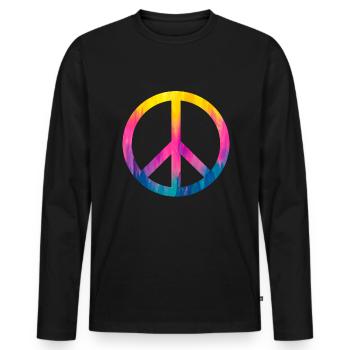 Rétro Design Signe de paix Signe de paix - T-shirt manches longues Premium bio Homme - noir - Devant - Nico (187cm)