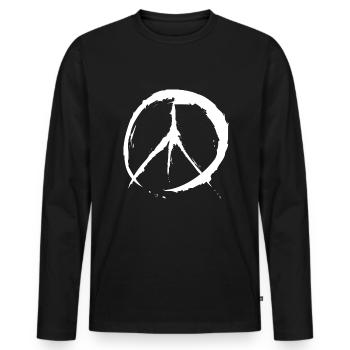 rétro design signe de paix signe de paixRetro Vi - T-shirt manches longues Premium bio Homme - noir - Devant - Nico (187cm)