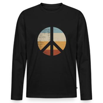 Rétro Vintage Design Signe de Paix Signe de Paix - T-shirt manches longues Premium bio Homme - noir - Devant - Nico (187cm)