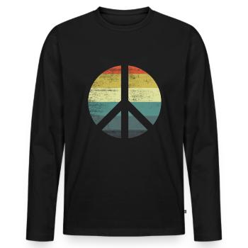 Rétro Vintage Design Signe de Paix Signe de Paix - T-shirt manches longues Premium bio Homme - noir - Devant - Nico (187cm)