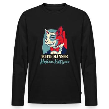 Location de chat Chat Domestique Cat - T-shirt manches longues Premium bio Homme - noir - Devant - Nico (187cm)