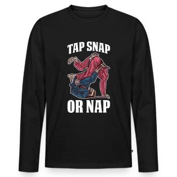 Appuyez sur Snap or Nap Jiu Jitsu Gift - T-shirt manches longues Premium bio Homme - noir - Devant - Nico (187cm)