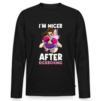 Dans le plus agréable après kickboxing Kickboxing Cadeau - T-shirt manches longues Premium bio Homme - noir - Devant - Nico (187cm)