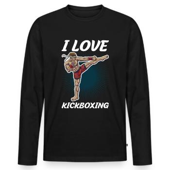 J’adore kickboxing Kickboxing Cadeau - T-shirt manches longues Premium bio Homme - noir - Devant - Nico (187cm)