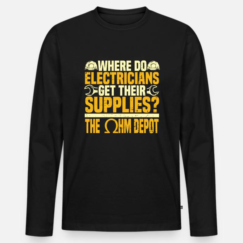 Electrician Electrical Engineer Electronics Technician - Men's Premium Organic Long Sleeve Shirt - black