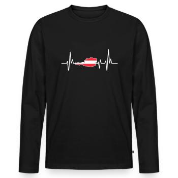Heartbeat Design Austrian Flag Austria - Men's Premium Organic Long Sleeve Shirt - black - Front - Nico (187cm)