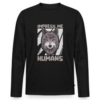 Wolf - Men's Premium Organic Long Sleeve Shirt - black - Front - Nico (187cm)