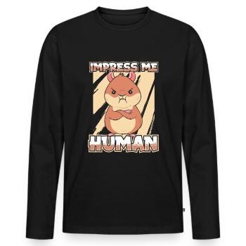 Hamster - Männer Premium Bio Langarmshirt - Schwarz - Vorne - Nico (187cm)