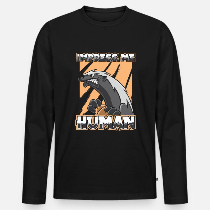 Honigdachs - Männer Premium Bio Langarmshirt - Schwarz