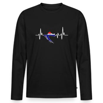 Heartbeat Design Drapeau croate Croatie - T-shirt manches longues Premium bio Homme - noir - Devant - Nico (187cm)