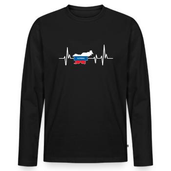 Heartbeat Design Drapeau slovène Slovénie - T-shirt manches longues Premium bio Homme - noir - Devant - Nico (187cm)