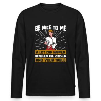 Kellner Kellnerin - Männer Premium Bio Langarmshirt - Schwarz - Vorne - Nico (187cm)