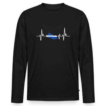 Heartbeat Design El Salvador Flag - Men's Premium Organic Long Sleeve Shirt - black - Front - Nico (187cm)