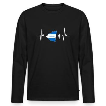 Heartbeat Design Nicaragua Drapeau Nicaragua - T-shirt manches longues Premium bio Homme - noir - Devant - Nico (187cm)