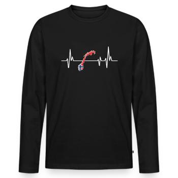Heartbeat Design Norwegian Flag Norway - Men's Premium Organic Long Sleeve Shirt - black - Front - Nico (187cm)