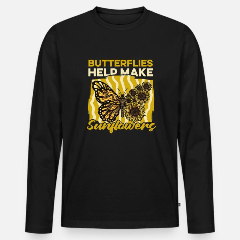Schmetterling - Männer Premium Bio Langarmshirt - Schwarz