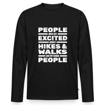 Hiking Trekking Hikers - Men's Premium Organic Long Sleeve Shirt - black - Front - Nico (187cm)