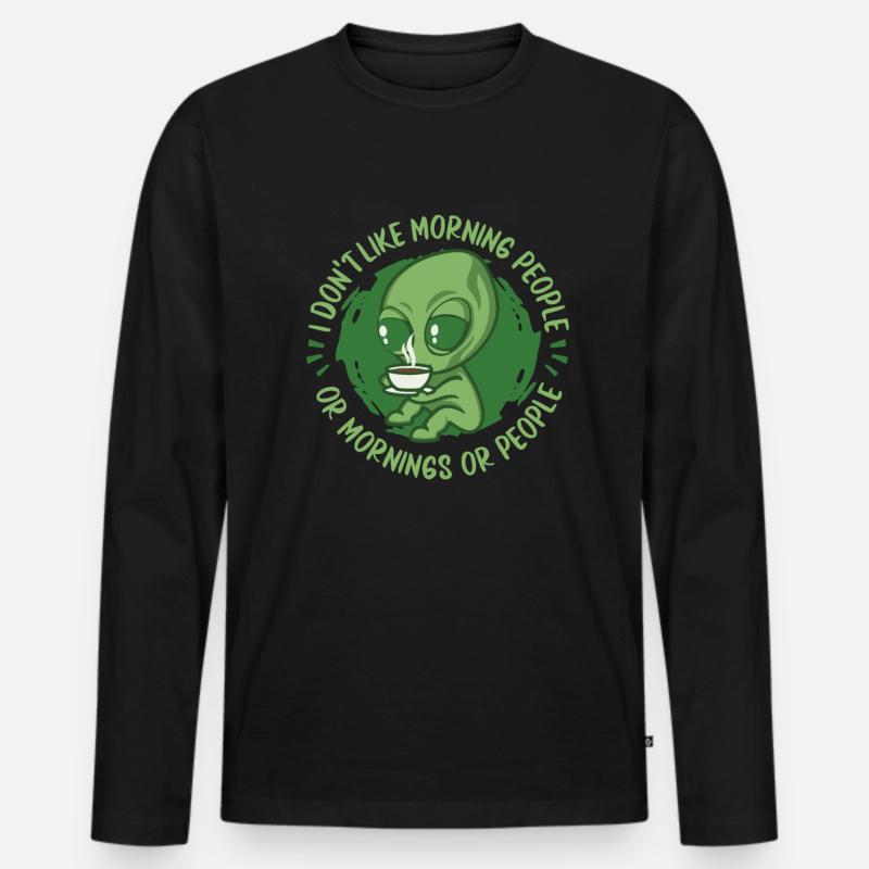 Alien Außerirdischer - Männer Premium Bio Langarmshirt - Schwarz