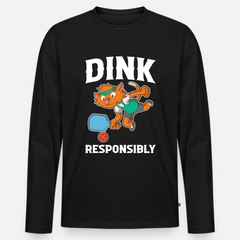 Dink Responsibly Pickleball Pickleball Geschenk - Männer Premium Bio Langarmshirt - Schwarz