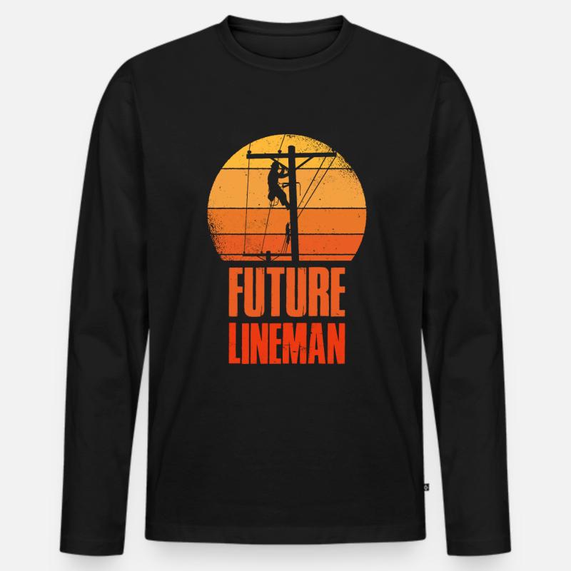 Future Lineman Elektiker Geschenk - Männer Premium Bio Langarmshirt - Schwarz