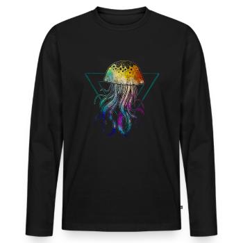 Bunte Qualle - Männer Premium Bio Langarmshirt - Schwarz - Vorne - Nico (187cm)