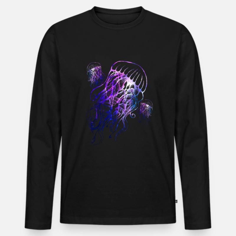 Bunte Qualle - Männer Premium Bio Langarmshirt - Schwarz