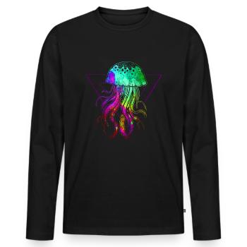 Bunte Qualle - Männer Premium Bio Langarmshirt - Schwarz - Vorne - Nico (187cm)