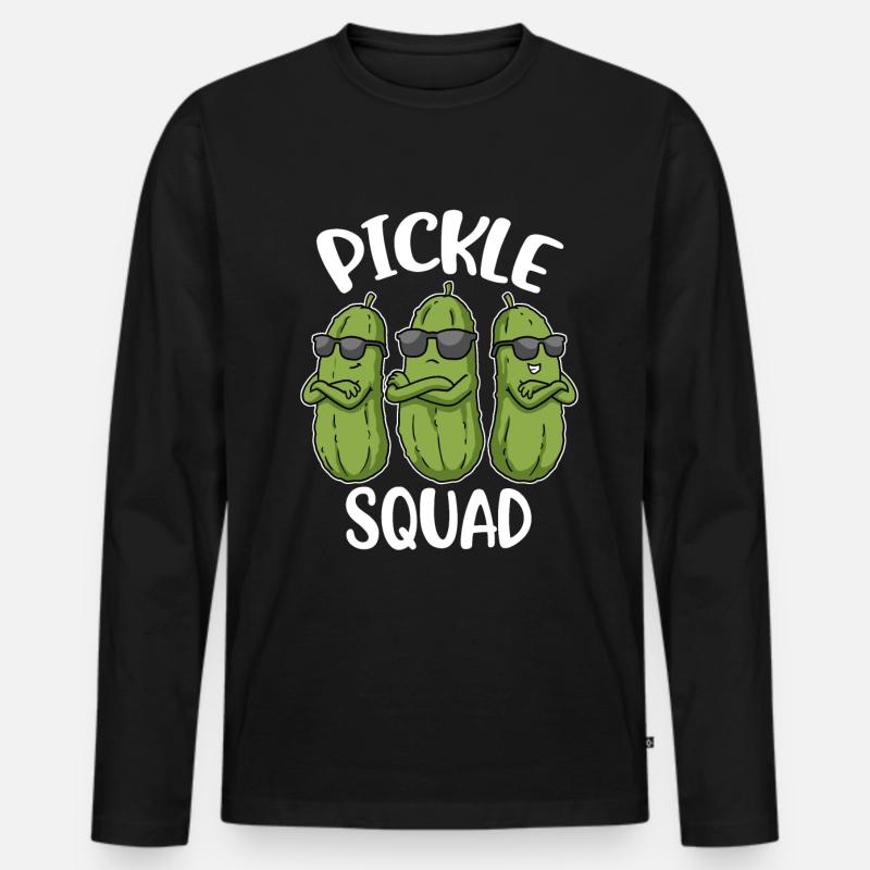Pickle Squad Gurke Geschenk - Männer Premium Bio Langarmshirt - Schwarz