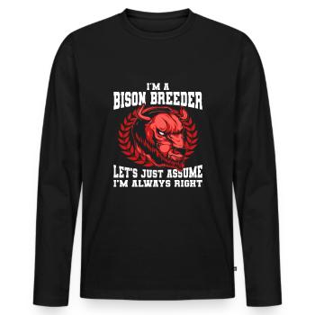 American Bison Buffalo - Men's Premium Organic Long Sleeve Shirt - black - Front - Nico (187cm)