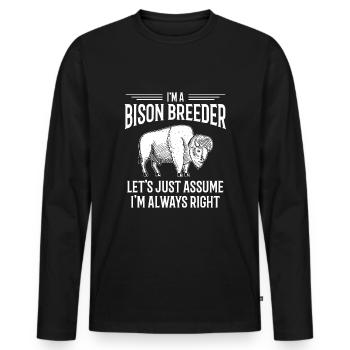 American Bison Buffalo - Men's Premium Organic Long Sleeve Shirt - black - Front - Nico (187cm)