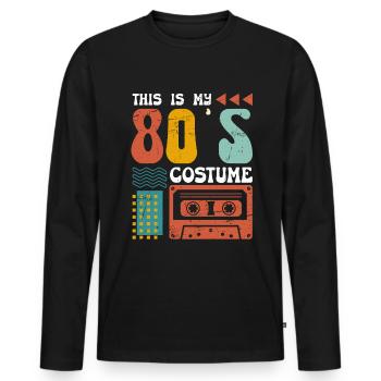 This is my 80s Costume Halloween 70s Party Disco - Men's Premium Organic Long Sleeve Shirt - black - Front - Nico (187cm)