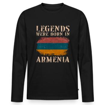 Vintage Design Armenian Flag Armenia - Men's Premium Organic Long Sleeve Shirt - black - Front - Nico (187cm)