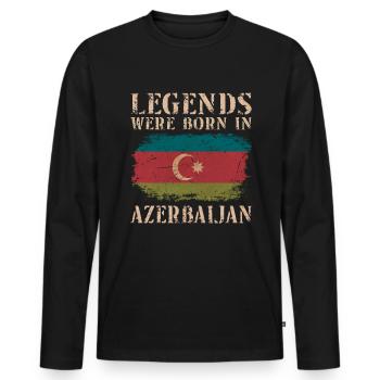Vintage -Design Aserbaidschan Flagge - Männer Premium Bio Langarmshirt - Schwarz - Vorne - Nico (187cm)