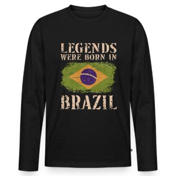 Vintage Design Drapeau Brésilien Brésil - T-shirt manches longues Premium bio Homme - noir - Devant - Nico (187cm)