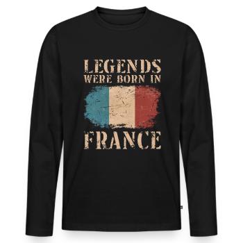 Vintage Design Français Drapeau France - T-shirt manches longues Premium bio Homme - noir - Devant - Nico (187cm)