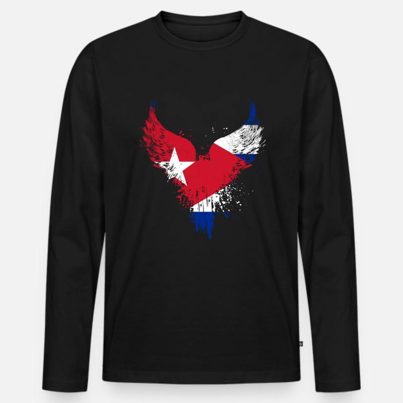 Kuba Flagge - Männer Premium Bio Langarmshirt - Schwarz