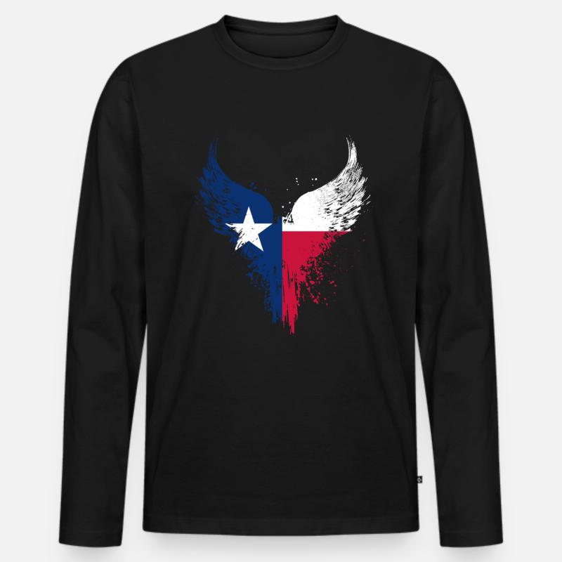 Texas Flagge - Männer Premium Bio Langarmshirt - Schwarz