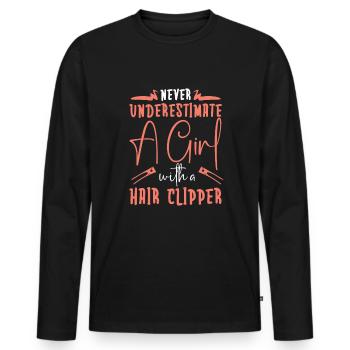 Coiffeur Coiffeur Coiffure Coiffure Coiffure Coiffure - T-shirt manches longues Premium bio Homme - noir - Devant - Nico (187cm)