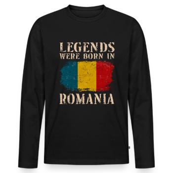 Vintage Design Romanian Flag Romania - Men's Premium Organic Long Sleeve Shirt - black - Front - Nico (187cm)