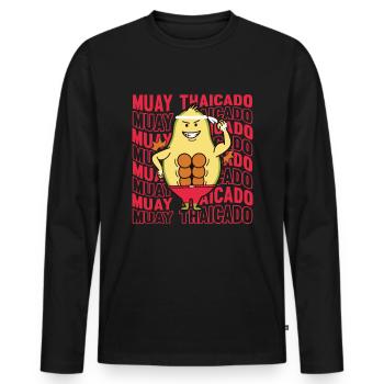Muay Thai Boxe Thaiboxen Boxer - T-shirt manches longues Premium bio Homme - noir - Devant - Nico (187cm)