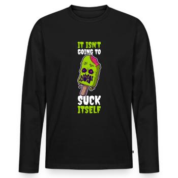 Il ne va pas se sucer cadeau de crème glacée - T-shirt manches longues Premium bio Homme - noir - Devant - Nico (187cm)