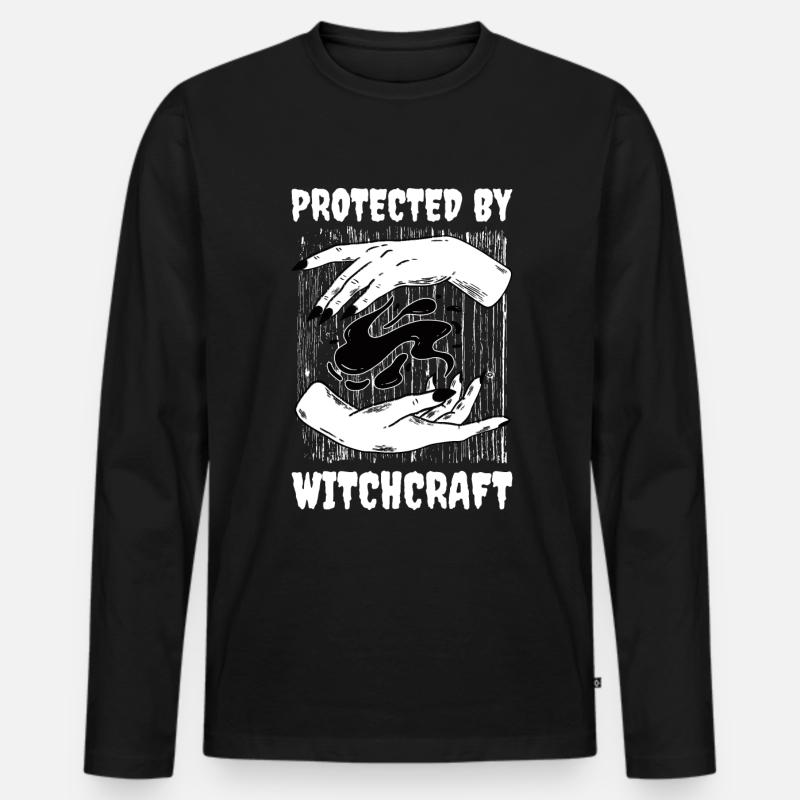 Protected By Witchcraft Wicca Geschenk - Männer Premium Bio Langarmshirt - Schwarz