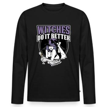 Les sorcières le font mieux cadeau Wicca - T-shirt manches longues Premium bio Homme - noir - Devant - Nico (187cm)