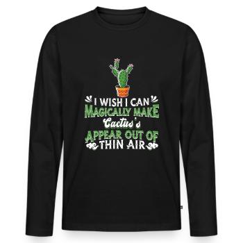Cactus arbuste Cactus piquant jardinier de jardin - T-shirt manches longues Premium bio Homme - noir - Devant - Nico (187cm)