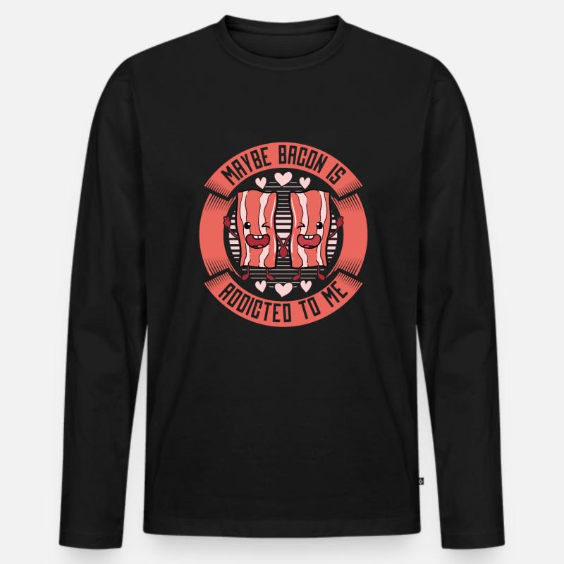 Bacon Speck Frühstück - Männer Premium Bio Langarmshirt - Schwarz
