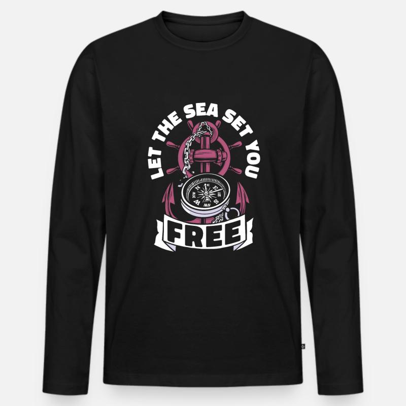 Seglen Segelboot Segler - Männer Premium Bio Langarmshirt - Schwarz