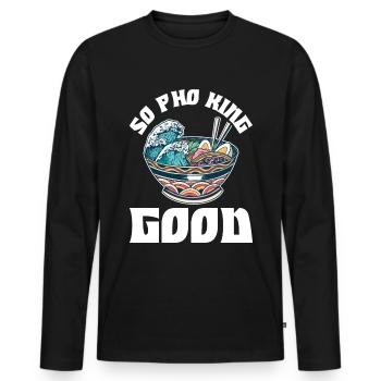Pho King Good Pho Gift - Men's Premium Organic Long Sleeve Shirt - black - Front - Nico (187cm)